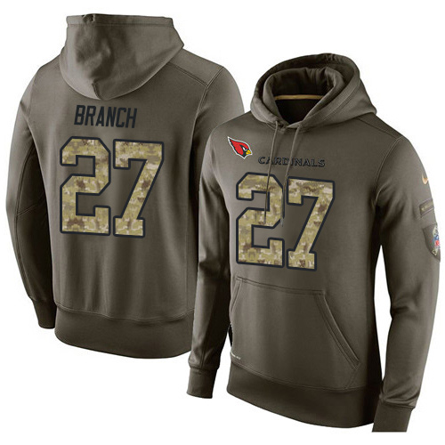 NFL Nike Arizona Cardinals #27 Tyvon Branch Green Salute To Service Men's Pullover Hoodie